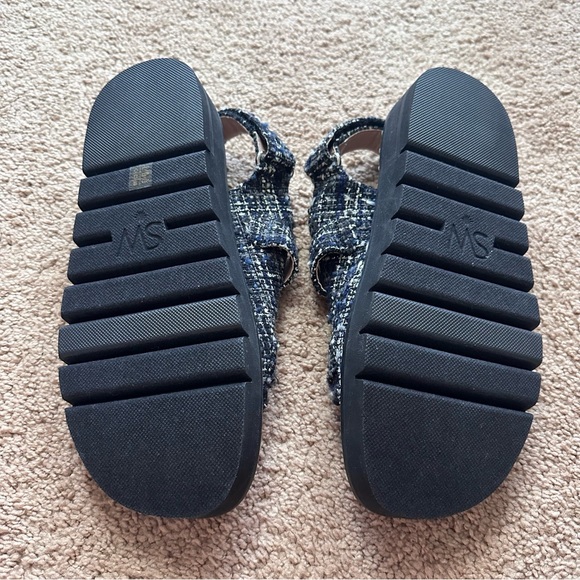 NEW Stuart Weitzman Zoe Lift Sandals Sz 40 Metallic Tweed Pearl Dad Sandal - Picture 9 of 13